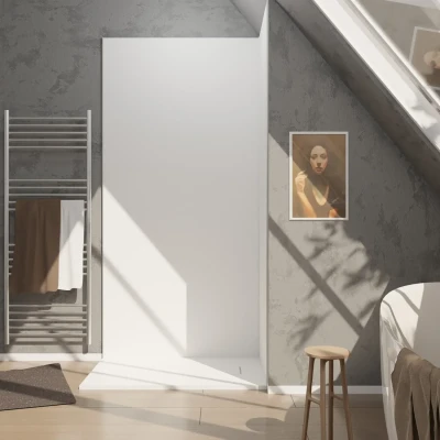 Panneau mural de Douche 120 x 250 cm - Finition Aluminium Blanc