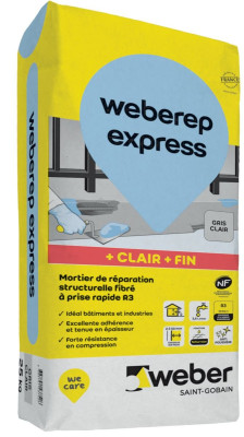 Mortier de réparation Weberep express 560 x 250 x 100 mm sac de 25 Kg WEBER