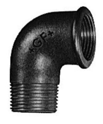 Coude fonte malléable 92 noir 50 x 60 ATUSA