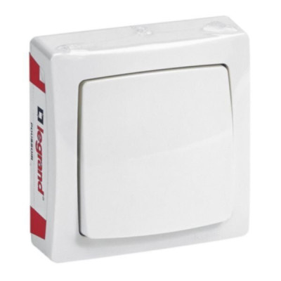 Poussoir appareillage complet 1 poste montage en saillie blanc 70 x 30 x 70 mm LEGRAND