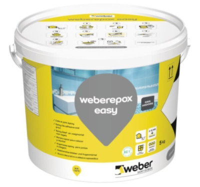Mortier-colle de jointoiement Weberepox Easy pour carrelage gris ardoise E11 seau de 5 Kg WEBER
