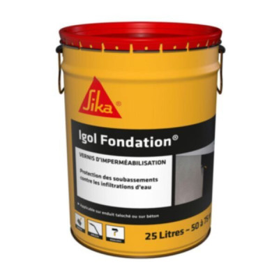 Enduit bitumineux d'imperméabilisation Igol Fondation hauteur 210 mm bidon de 10 l SIKA