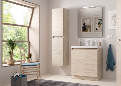 Meuble au sol 2 portes chêne clair 60 cm