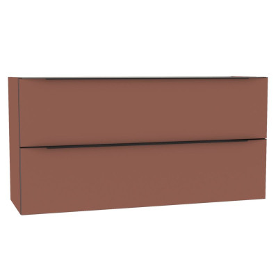 Meuble sous vasque Plénitude Terracotta chant noir et poignée noire  longueur 120 cm 2 tiroirs profondeur 38 cm