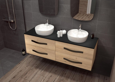 Plan Compact vasque noir L150 cm DECOTEC