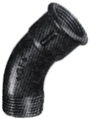 Courbe 45° 40 fonte malléable mâle-femelle noir 15 x 21 mm ATUSA