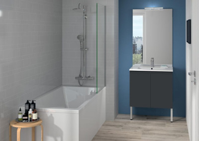 Meuble Sous-Vasque Primo SS POIG 2 portes graphite L600 cm NEOVA