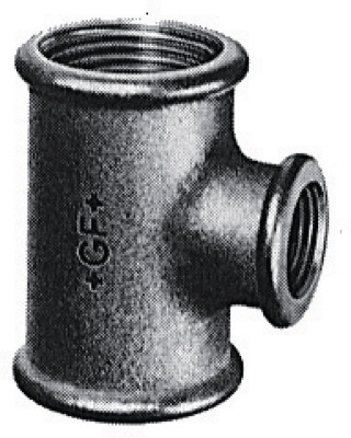 Té réduit N° 130R fonte malléable noire 33 x 15 x 33 mm ATUSA