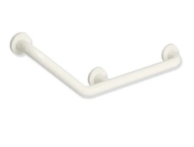 Barre de maintien coudée à 135 en polyamide avec insert acier se monte sur le côté gauche ou droit blanc pur HEWI