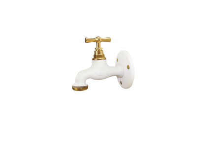 Robinet d'arrosage 15 x 21-20 x 27 + applique mâle-femelle coloris blanc 15 x 21 mm GRK