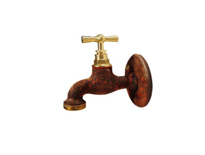 Robinet d'arrosage 15 x 21-20 x 27 + applique mâle-femelle coloris rouille corten 15 x 21 mm GRK