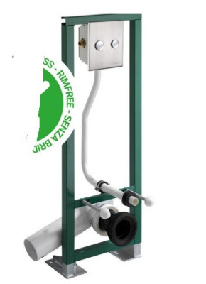 Bâti-support chasse directe P1000XLE double volume plaque finition chromée brossée 130 x 1105 mm PRESTO