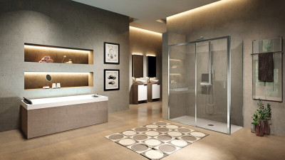 Paroi de douche Lunes 2.0 2PH verre trempé transparent chromé 120 DR extensible 120 - 126 cm NOVELLINI