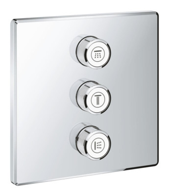 Panneau de contrôle 3 sorties Grohtherm SmartControl chromé 147 x 345 x 180 mm GROHE