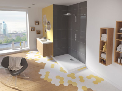 Receveur Kinesurf blanc bonde petit côté anti-dérapant 140 x 100 cm 11 cm KINEDO DOUCHE