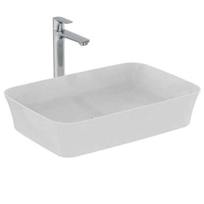 Vasque à poser IPALYSS sans plage de robinetterie ni trop plein rectangulaire blanc brillant 55 x 38 IDEAL STANDARD