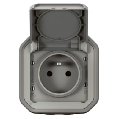 Prise de courant 2P+T étanche IP55 Plexo avec volet et boîtier pose en saillie gris 16 A/250 V LEGRAND