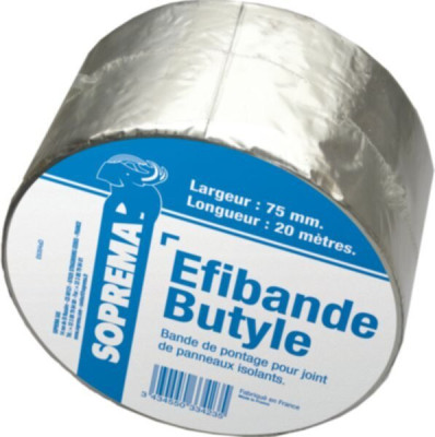 Bande d'étanchéité aluminium/butyle Efibande butyle rouleau de 20 x 75 mm SOPREMA