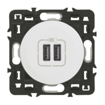 Prise double chargeur USB Céliane type A 3A/15 W pose encastrée sans plaque blanc LEGRAND