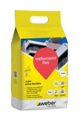 Mortier Weberjoint flex pour support soumis à déformation blanc E05 sac de 5 Kg WEBER