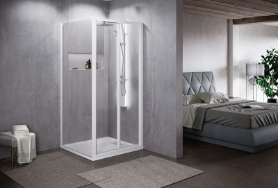 Paroi fixe latérale Zephyros 2.0 F 88 Ext. 88-91 Cm verre trempé transparent blanc Mat NOVELLINI