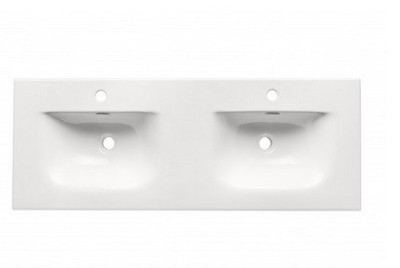 Plan vasque double céramie série Garance pour meuble blanc mat 1200 mm OTTOFOND