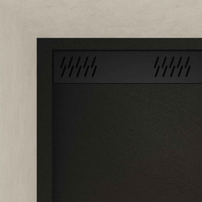 Receveur en acrylique Noir Effet Pierre 90x140x5 cm + Grilles Linéaires Chrome et Noire Mate