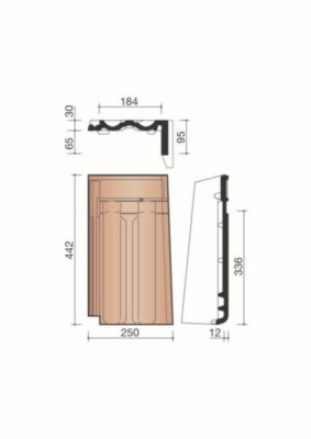 Tuile rabat droite Standard S BSTD7090 nuagé KORAMIC