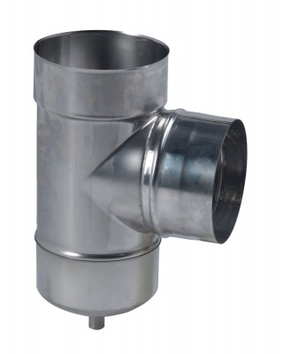 Té de tubage piquage mâle + purge inox 155mm TEN