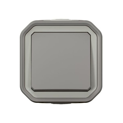 Poussoir simple NO étanche IP55 Plexo - 10A - avec boîtier - pose en saillie - gris LEGRAND