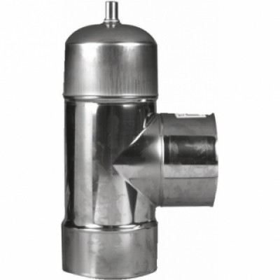 Té tubage piquage mâle + purge inox 125mm TEN