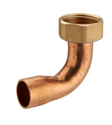 Raccord coudé + écrou prisonnier F15 x 21 mm - fer/cuivre - Ø 12 mm - lien 1 pc NOYON THIEBAULT