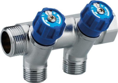 Collecteur de robinetterie intégrée bleue MF20 x 27 mm - 2 départs mâles 15 x 21 mm NOYON THIEBAULT