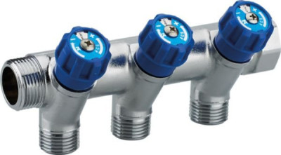 Collecteur de robinetterie intégrée bleue MF20 x 27 mm - 3 départs mâles 15 x 21 mm NOYON THIEBAULT
