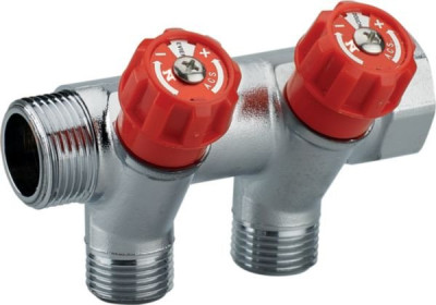 Collecteur de robinetterie intégrée rouge MF20 x 27 mm - 2 départs mâles 15 x 21 mm NOYON THIEBAULT