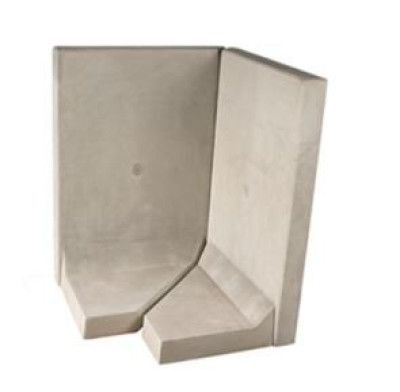 Mur de soutènement de type L-Tec qualité SB4 angle extérieur 90° gris lisse en 2 éléments avec point d'ancrage 155 x 99 x 99 cm LITHONPLUS