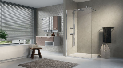 Paroi de douche à l’Italienne Lunes H 60 extensibilité 57-58.5 cm verre trempé transparent profilés chrome NOVELLINI