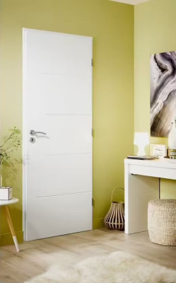 Bloc-porte Trévise droite laqué blanc huisserie 72 mm 204 x 83 cm