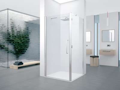 Paroi fixe latérale Young F1B 89 extensibilité 89-91 cm verre trempé transparent profilés silver NOVELLINI