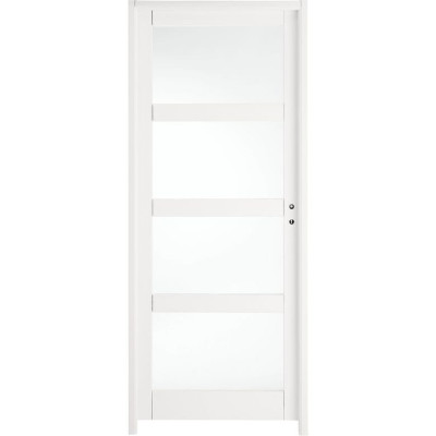 Bloc-porte Milan2 à vitrer gauche poussant laqué blanc huisserie 90 mm 204 x 83 cm
