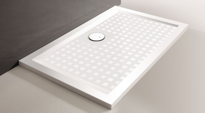 Receveur rectangulaire space minéral blanc antidérapant 100 x 130 cm LEDA