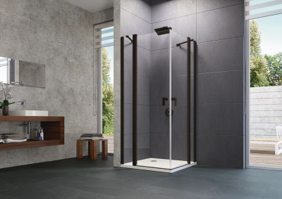 Paroi de douche en verre Design PURE porte battante noir HUPPE
