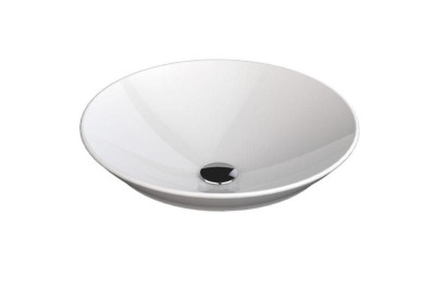 Vasque Tulipe avec trou de robinetterie trop plein invisible en céramyl diamètre 46 cm 125 x 455 mm DECOTEC