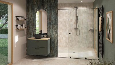 Colonne de douche Concerto 4 avec mitigeur thermostatique noir 1250 x 275 mm