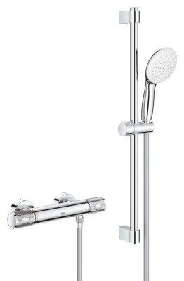 Combi-douche Mitigeur Grohtherm 1000 Performance et ensemble douchette Tempesta 110 2 jets 8l barre 600 Chromé GROHE