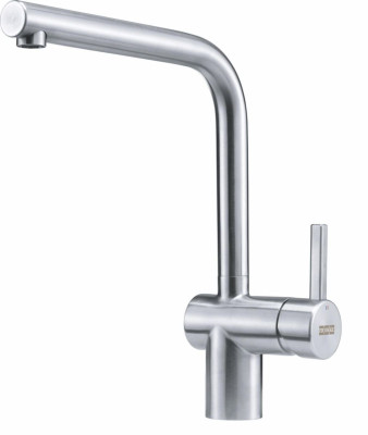 Mitigeur évier Atlas Néo Bec en L Levier bas -6°/90°  tout inox Rotation Bec en L 180° inox FRANKE