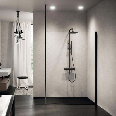Paroi de douche en verre espace ouvert KUADRA hauteur 140 cm DR.EXT.137 - 140 cm SD GH 071 blanc NOVELLINI