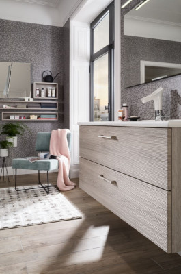 Armoire toilette 1P Reversible côtés effet miroir hauteur 69 cm profondeur 16 cm longueur 50 cm DELPHA