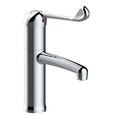 Robinet mitigeur monocommande hauteur de 100 mm et bec de 150 mm commande au coude - Sanifirst PRESTO
