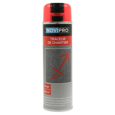 Traceur fluo de chantier rouge aérosol de 500ml NOVIPRO